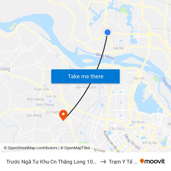Trước Ngã Tư Khu Cn Thăng Long 100m (Chiều Nội Bài - Hà Nội) to Trạm Y Tế Vân Canh map