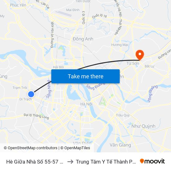 Hè Giữa Nhà Số 55-57 Phố Nhổn to Trung Tâm Y Tế Thành Phố Từ Sơn map