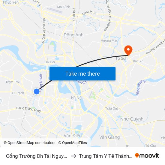 Cổng Trường Đh Tài Nguyên Môi Trường to Trung Tâm Y Tế Thành Phố Từ Sơn map