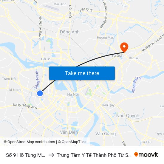 Số 9 Hồ Tùng Mậu to Trung Tâm Y Tế Thành Phố Từ Sơn map