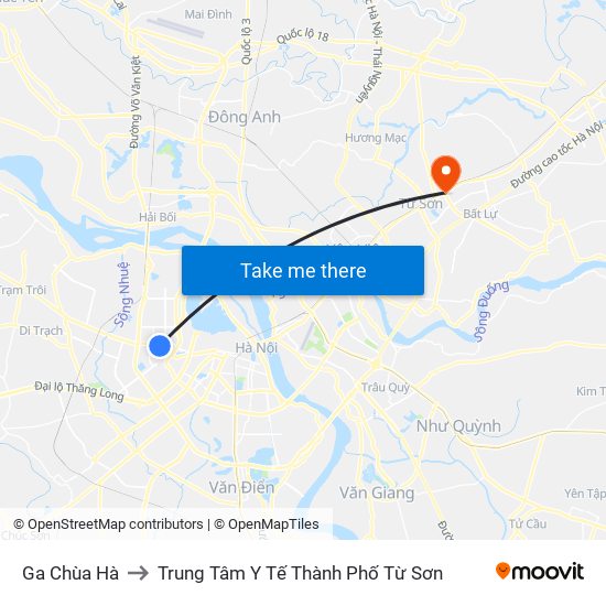 Ga Chùa Hà to Trung Tâm Y Tế Thành Phố Từ Sơn map