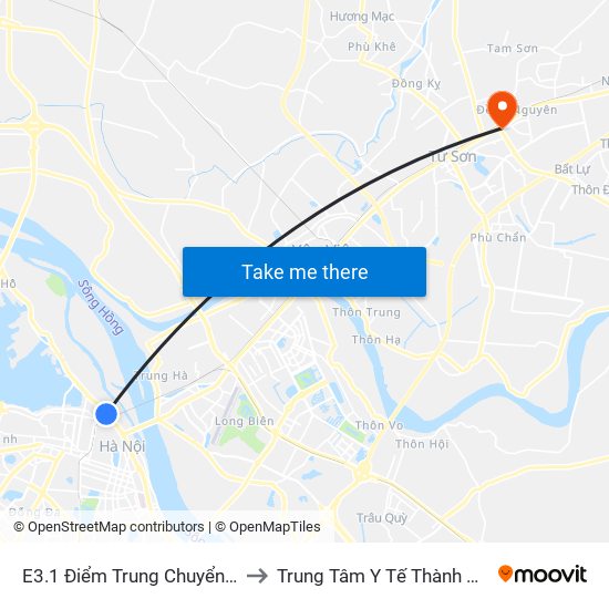 E3.1 Điểm Trung Chuyển Long Biên to Trung Tâm Y Tế Thành Phố Từ Sơn map