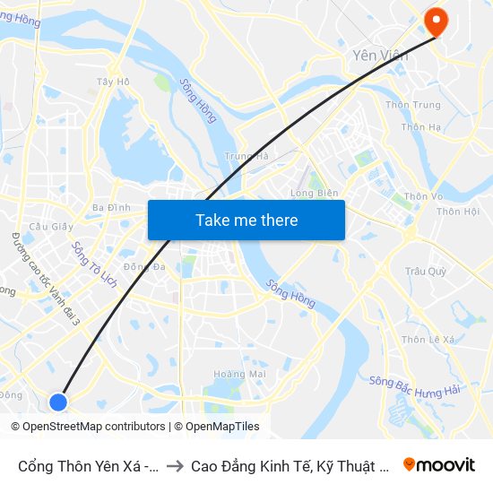 Cổng Thôn Yên Xá - 89 Cầu Bươu to Cao Đẳng Kinh Tế, Kỹ Thuật Và Thủy Sản (Khu 2) map