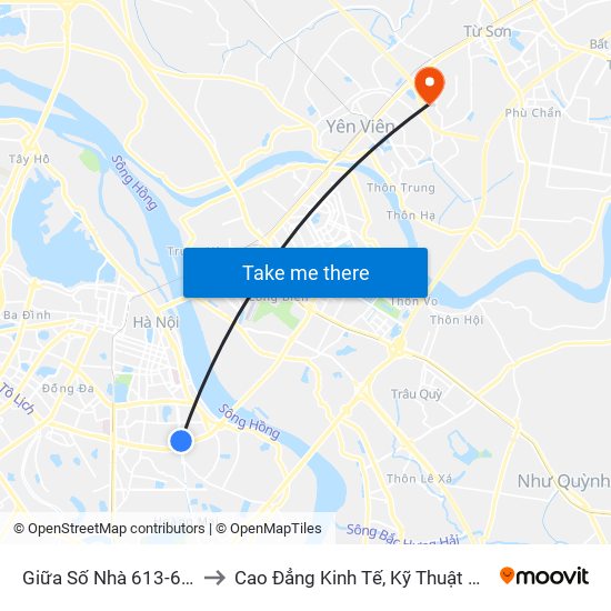 Giữa Số Nhà 613-615 Kim Ngưu to Cao Đẳng Kinh Tế, Kỹ Thuật Và Thủy Sản (Khu 2) map