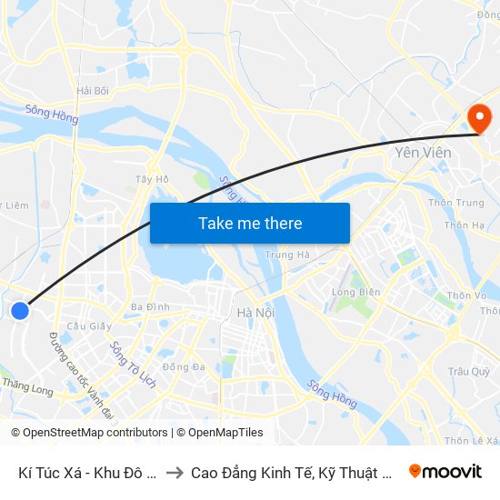 Kí Túc Xá - Khu Đô Thị Mỹ Đình II to Cao Đẳng Kinh Tế, Kỹ Thuật Và Thủy Sản (Khu 2) map