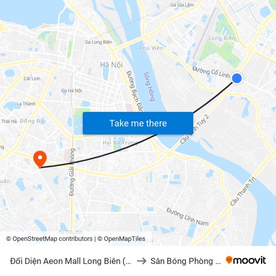 Đối Diện Aeon Mall Long Biên (Cột Điện T4a/2a-B Đường Cổ Linh) to Sân Bóng Phòng Không - Không Quân map