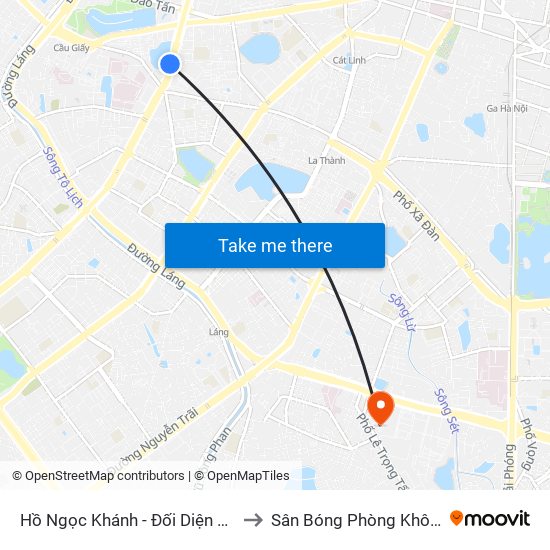 Hồ Ngọc Khánh - Đối Diện 37 Nguyễn Chí Thanh to Sân Bóng Phòng Không - Không Quân map