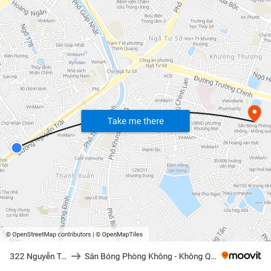 322 Nguyễn Trãi to Sân Bóng Phòng Không - Không Quân map