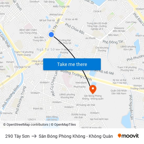 290 Tây Sơn to Sân Bóng Phòng Không - Không Quân map