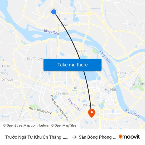 Trước Ngã Tư Khu Cn Thăng Long 100m (Chiều Nội Bài - Hà Nội) to Sân Bóng Phòng Không - Không Quân map