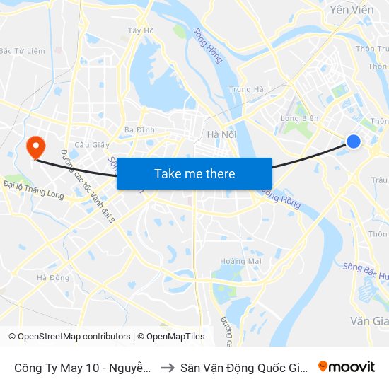 Công Ty May 10 - Nguyễn Văn Linh to Sân Vận Động Quốc Gia Mỹ Đình map