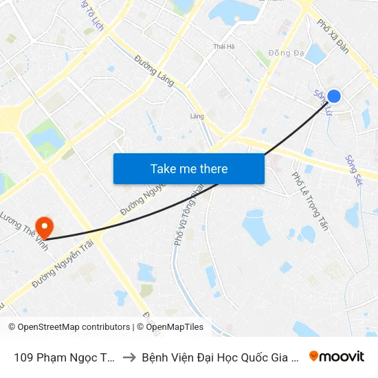 109 Phạm Ngọc Thạch to Bệnh Viện Đại Học Quốc Gia Hà Nội map