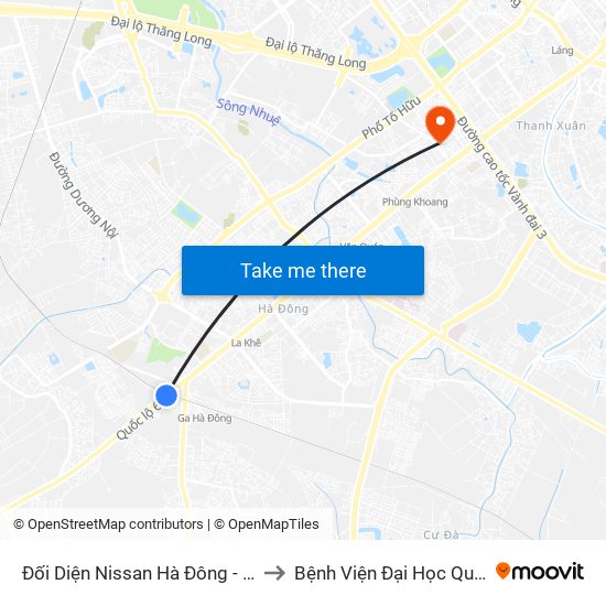 Đối Diện Nissan Hà Đông - Nhà Ga Văn Khê to Bệnh Viện Đại Học Quốc Gia Hà Nội map