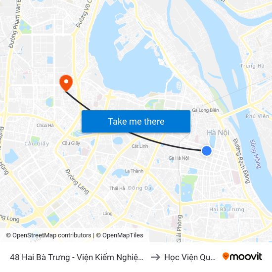 48 Hai Bà Trưng - Viện Kiểm Nghiệm Thuốc Trung Ương to Học Viện Quốc Phòng map