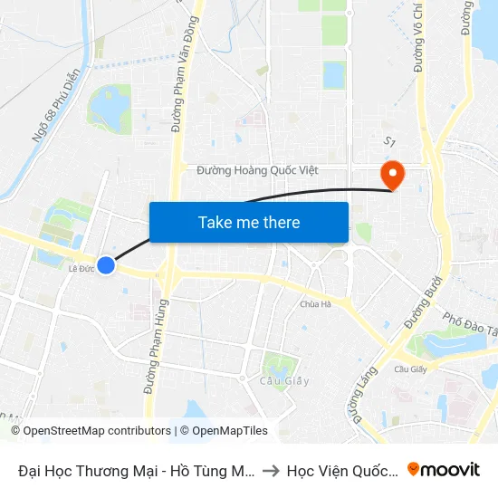 Đại Học Thương Mại - Hồ Tùng Mậu (Cột Sau) to Học Viện Quốc Phòng map