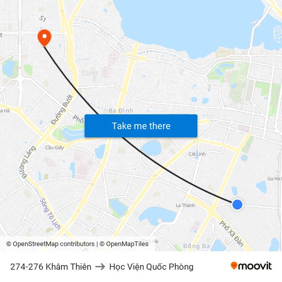 274-276 Khâm Thiên to Học Viện Quốc Phòng map