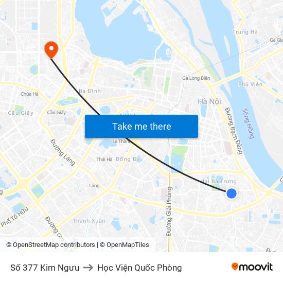 Số 377 Kim Ngưu to Học Viện Quốc Phòng map