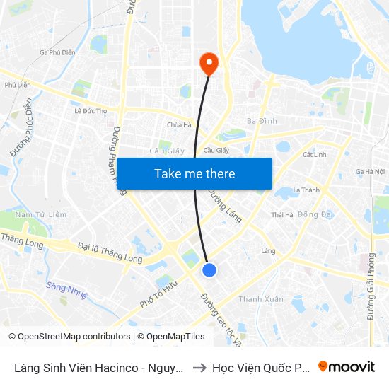 Làng Sinh Viên Hacinco - Nguyễn Tuân to Học Viện Quốc Phòng map