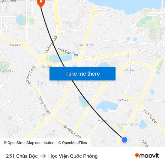 251 Chùa Bộc to Học Viện Quốc Phòng map