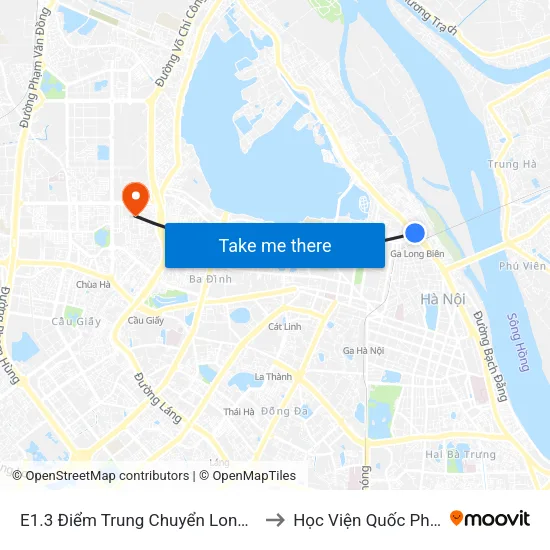 E1.3 Điểm Trung Chuyển Long Biên to Học Viện Quốc Phòng map