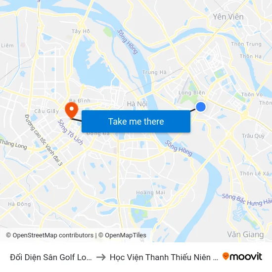 Đối Diện Sân Golf Long Biên to Học Viện Thanh Thiếu Niên Việt Nam map