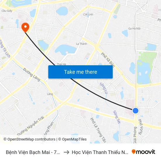 Bệnh Viện Bạch Mai - 78 Giải Phóng to Học Viện Thanh Thiếu Niên Việt Nam map