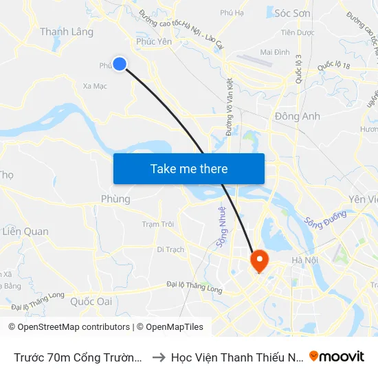 Trước 70m Cổng Trường Thpt Tự Lập to Học Viện Thanh Thiếu Niên Việt Nam map
