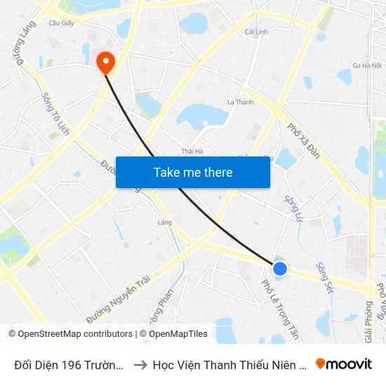 Đối Diện 196 Trường Chinh to Học Viện Thanh Thiếu Niên Việt Nam map