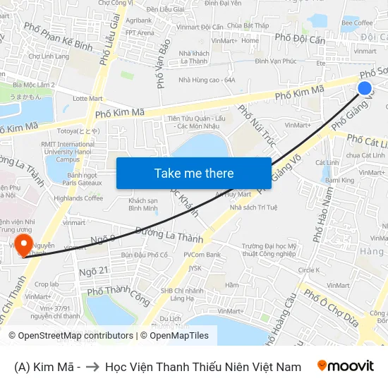 (A) Kim Mã - to Học Viện Thanh Thiếu Niên Việt Nam map