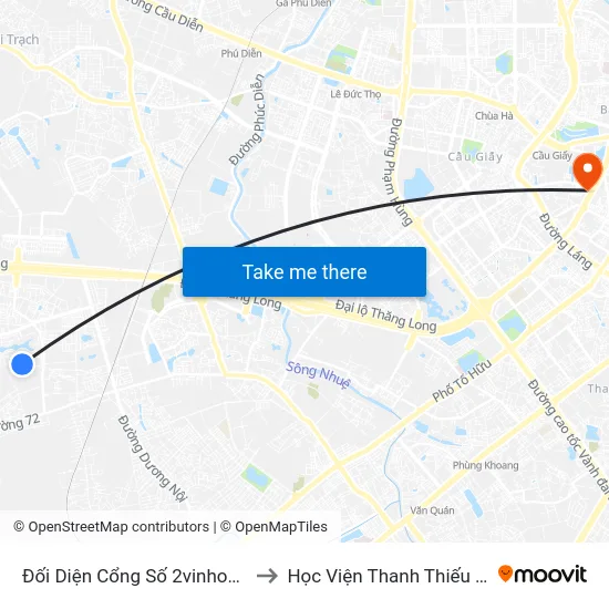 Đối Diện Cổng Số 2vinhomes Thăng Long to Học Viện Thanh Thiếu Niên Việt Nam map
