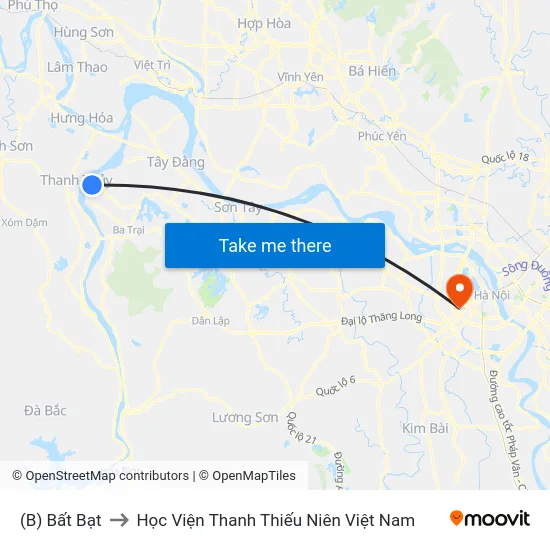 (B) Bất Bạt to Học Viện Thanh Thiếu Niên Việt Nam map