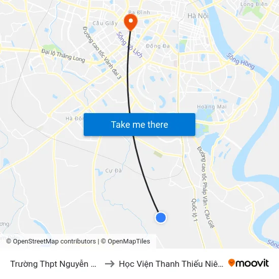 Trường Thpt Nguyễn Quốc Trinh to Học Viện Thanh Thiếu Niên Việt Nam map