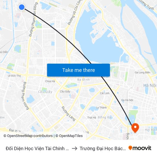 Đối Diện Học Viện Tài Chính - Đường Đức Thắng to Trường Đại Học Bách Khoa Hà Nội map