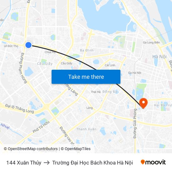 144 Xuân Thủy to Trường Đại Học Bách Khoa Hà Nội map