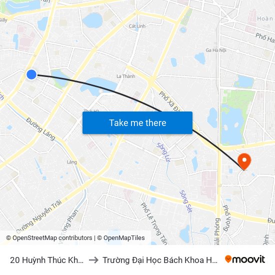 20 Huỳnh Thúc Kháng to Trường Đại Học Bách Khoa Hà Nội map