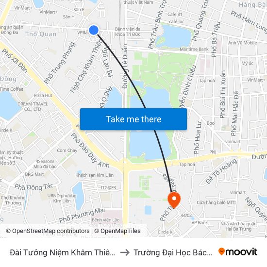 Đài Tưởng Niệm Khâm Thiên - 45 Khâm Thiên to Trường Đại Học Bách Khoa Hà Nội map