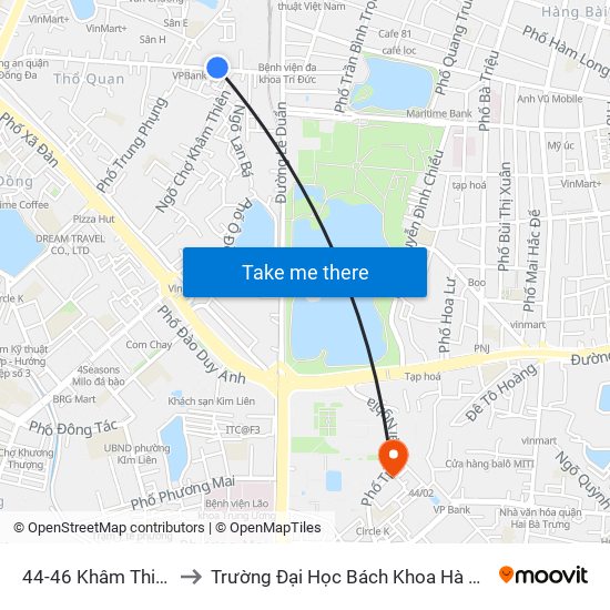 44-46 Khâm Thiên to Trường Đại Học Bách Khoa Hà Nội map