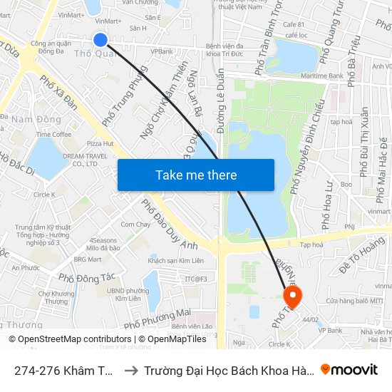 274-276 Khâm Thiên to Trường Đại Học Bách Khoa Hà Nội map