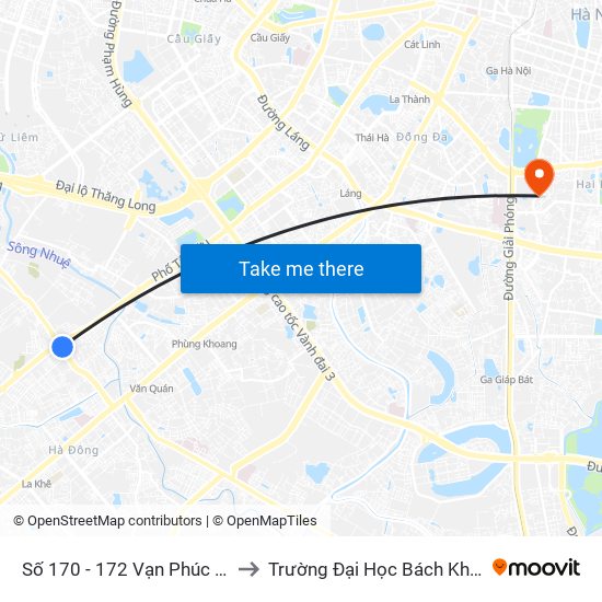 Số 170 - 172 Vạn Phúc - Hà Đông to Trường Đại Học Bách Khoa Hà Nội map