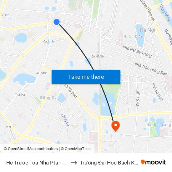 Hè Trước Tòa Nhà Pta - Số 1 Kim Mã to Trường Đại Học Bách Khoa Hà Nội map