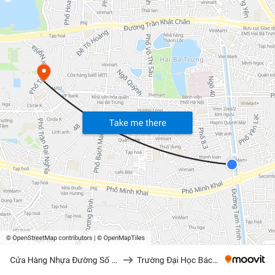 Cửa Hàng Nhựa Đường Số 3 - 344 Kim Ngưu to Trường Đại Học Bách Khoa Hà Nội map