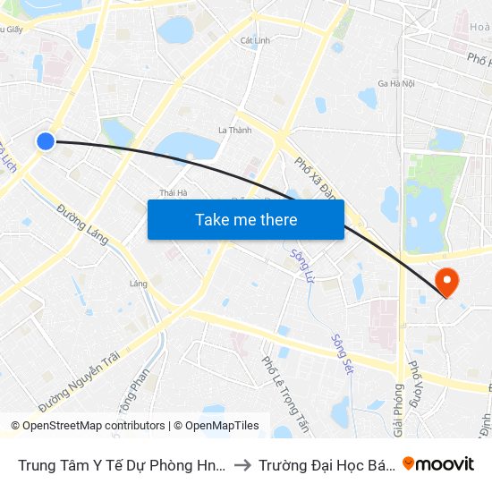 Trung Tâm Y Tế Dự Phòng Hn - 70 Nguyễn Chí Thanh to Trường Đại Học Bách Khoa Hà Nội map