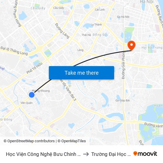 Học Viện Công Nghệ Bưu Chính Viễn Thông - Trần Phú (Hà Đông) to Trường Đại Học Bách Khoa Hà Nội map
