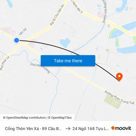 Cổng Thôn Yên Xá - 89 Cầu Bươu to 24 Ngõ 168 Tựu Liệt map