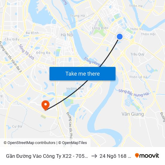 Gần Đường Vào Công Ty X22 - 705 Nguyễn Văn Linh to 24 Ngõ 168 Tựu Liệt map