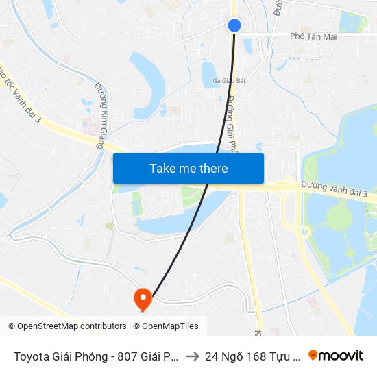 Toyota Giải Phóng - 807 Giải Phóng to 24 Ngõ 168 Tựu Liệt map