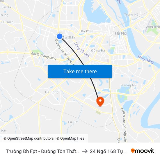 Trường Đh Fpt - Đường Tôn Thất Thuyết to 24 Ngõ 168 Tựu Liệt map