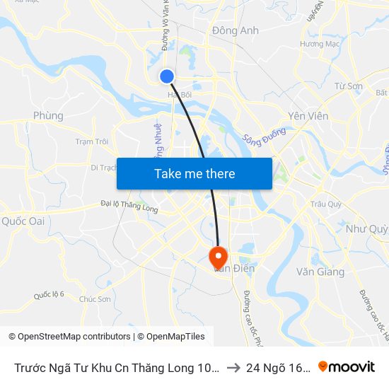 Trước Ngã Tư Khu Cn Thăng Long 100m (Chiều Nội Bài - Hà Nội) to 24 Ngõ 168 Tựu Liệt map