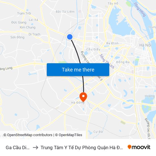 Ga Cầu Diễn to Trung Tâm Y Tế Dự Phòng Quận Hà Đông map