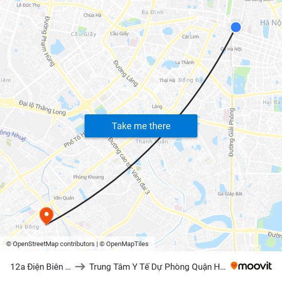 12a Điện Biên Phủ to Trung Tâm Y Tế Dự Phòng Quận Hà Đông map